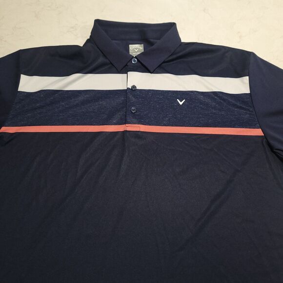 Callaway Opti-Dri Swing Tech UPF 50 Striped Performance Golf Pique Polo 2XL NWOT - Picture 5 of 10